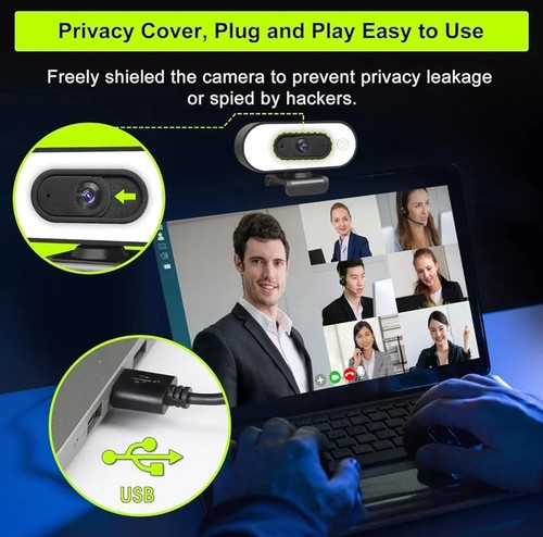 Webcam with Ring Light Microphone - Streaming Web Camera, 1080P Full HD - Picture 6 of 7