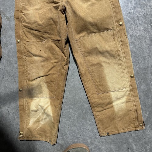 Vintage Carhartt Double Knee Insulated Canvas Work Pants Tan Brown 30x28 *AS IS - 第 3/8 張圖片
