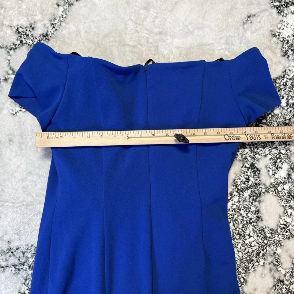 Vestido Calvin Klein para mujer talla 10 azul fuera del hombro línea A vestido vaina Foto 3 de 4