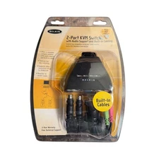 Belkin F1DK102P 2-Port KVM Switch with Built-In Cabling New Sealed