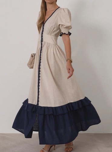 New Vita Grace Siam Contrast Maxi Dress, Small Current Stock - Picture 5 of 11
