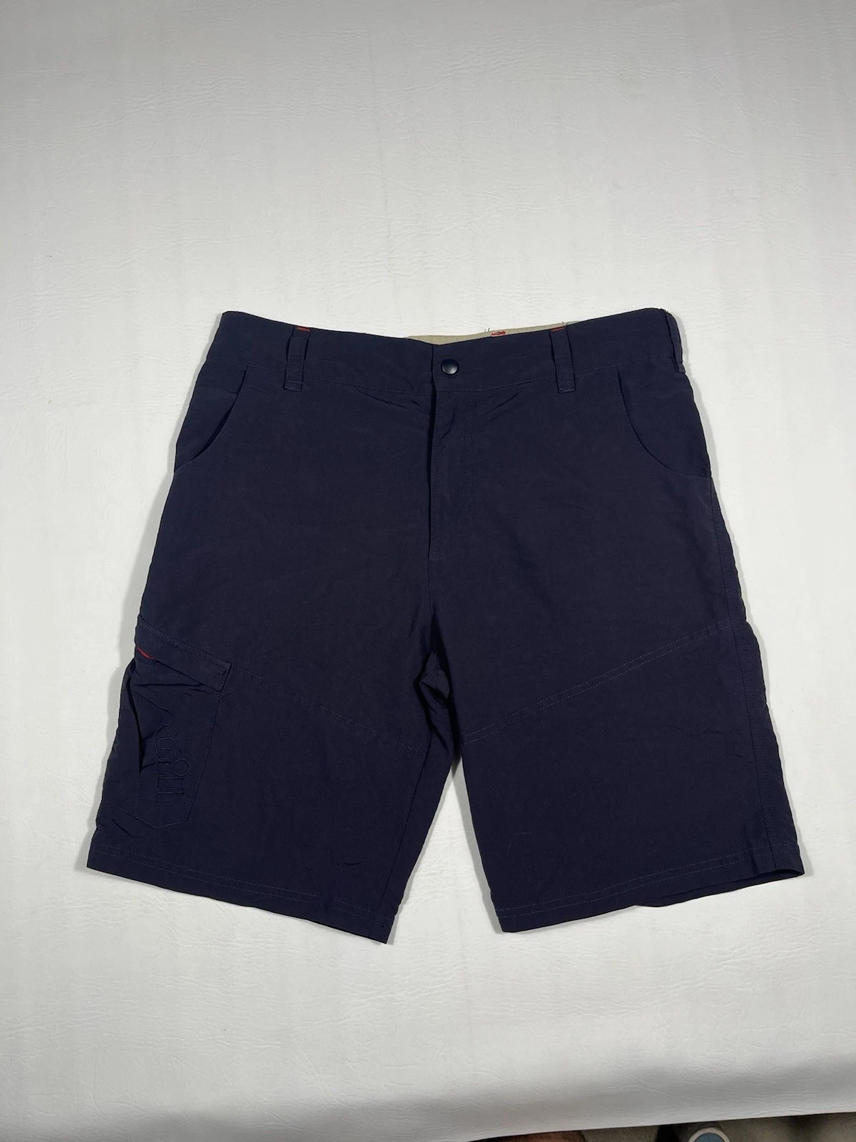 Gill Cargo Shorts Mens Medium Navy Blue Nylon Adjustable Boating Fishing Shorts