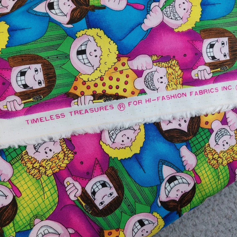 Vintage 1998 Timeless Treasures Smiling Kids Teeth Fabric 6.25 Yards x 42" Rare - Image 4 of 4