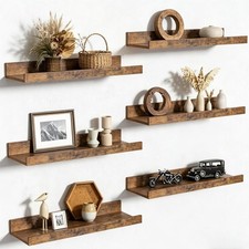 Floating Shelves Wall Wall Shelves Decor Storage Set of 6 Wall Mounted Wood NEW