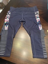 Athleta Navy Print Leggins XL Stash Pocket