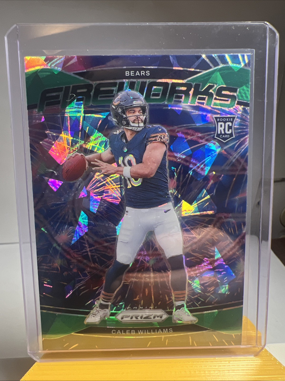 2024 Panini Prizm - Caleb Williams #25 Fireworks Green Ice Prizm (RC) - Bears