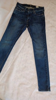 Hollister Epic Flex Skinny Jeans Mens W30xL34 Medium Wash Distressed Denim