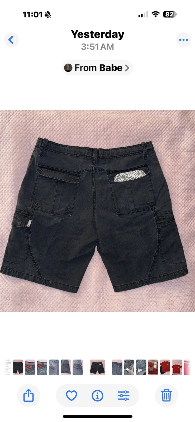 Pantaloncini cargo vintage Air Jordan retrò stampa elefante nero cemento 40 XL