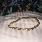 Vntg Avon Gold Tone Blue Sapphire Rhinestone 8”Costume Jewelry Tennis Bracelet