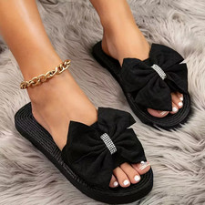 Fashion Findings Women's Fashion Bow Slippers black size US 8