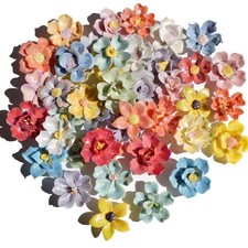 Ceramic Flower Mosaic Tiles for Crafts, Sparkly Iridescent 3D Blossom Porcela...
