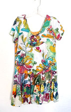 Jams World Big Floral3 Tiered Dress Sz S Rayon Tropical Hawaiian Wearable Art