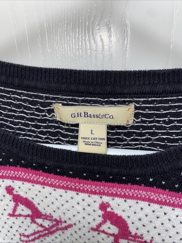 Seltene Farbe Damen G.H. Bass & Co Winter Skifahrer Pullover rosa und schwarz Large - Bild 2 von 10