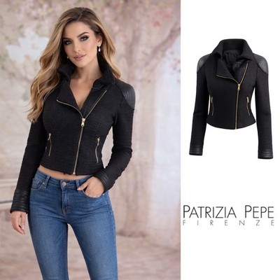 NEW Patricia Pepe Moto Leather Faux Textured Jacket Size 40 US XS