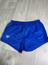 Vintage ERIMA BLUE FOOTBALL RUNNING SHORTS Gloss NYLON SPRINTER SIZE Large