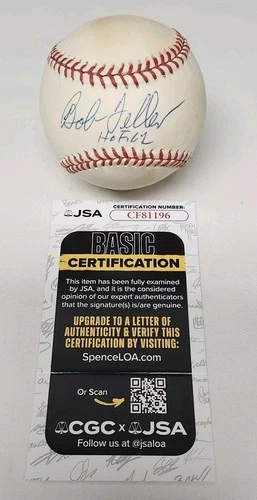 Bob Feller Signed Rawlings Official American League Baseball JSA COA INDIANS A8