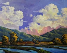 Impressionist Art Soft Colorful Clouds Original Landscape Scene Large Canvas WH