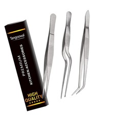 Kitchen Cooking Tweezers Culinary,3 Piece Set Stainless Steel Tweezer Precisi...