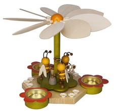  Teelicht-Pyramide fleißige Bienen Ganzjahrespyramide Erzgebirge Osterpyramide 