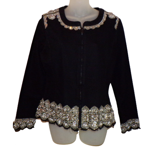 LUXE MODA Lavishly Embellished Black Jacket So Beautiful!! size S - Picture 1 of 7