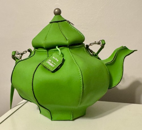 Unique Vintage PYLONES Green Teapot Bag Purse ~ EXTREMELY RARE French Novelty