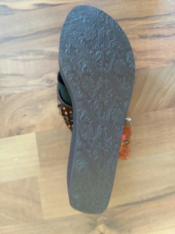 Sandálias chinelos Justin Ladies Jenn Rowel cabelo marrom (5510402) tamanho 10 - Imagem 3 de 4