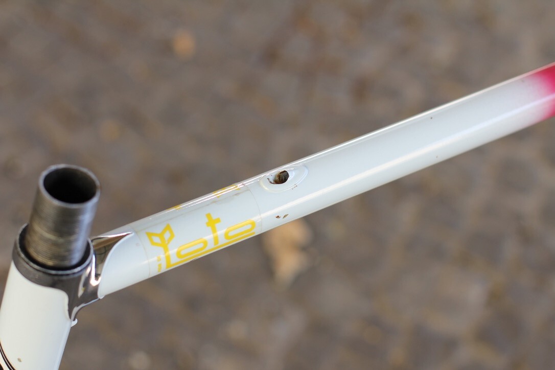 Cadre Vélo Basso Fior Di Loto Columbus SLX - Taille 53 Cm, Couleur Blanc Magenta Noir, Années 1990, Occasion