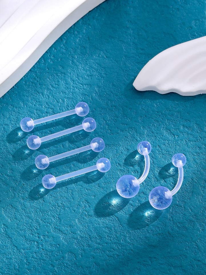 6Pcs/set Acrylic Transparent Piercing Rings Belly Nipple Retainer Body