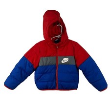 Nike Kids Red/Blue Hooded Puffer Jacket 3T Winter Coat VTG Inspired Rare READ
