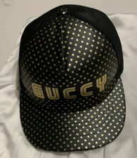 New Auth Gucci Guccy X Sega Logo Leather Baseball Cap Hat Black Gold Unisex $780