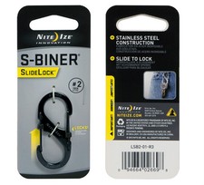 Nite Ize S-Biner Black Stainless Steel with Slide Lock Size #2 (2"), Carabiner