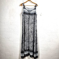 AUTOGRAPH Womens Dress Plus Size S Black White Blue Paisley Maxi Sleeveless 