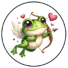 FROG CUPID VALENTINES DAY ENVELOPE SEALS LABELS STICKERS PARTY FAVORS