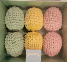 Bunny Boulevard 6 Ct Crochet Eggs Pink Green Yellow Easter Decor Yarn Wrapped