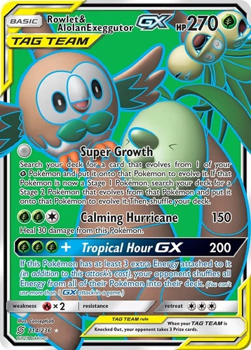 Rowlet & Alolan Exeggutor GX 214/236 Sm-Unified Minds
