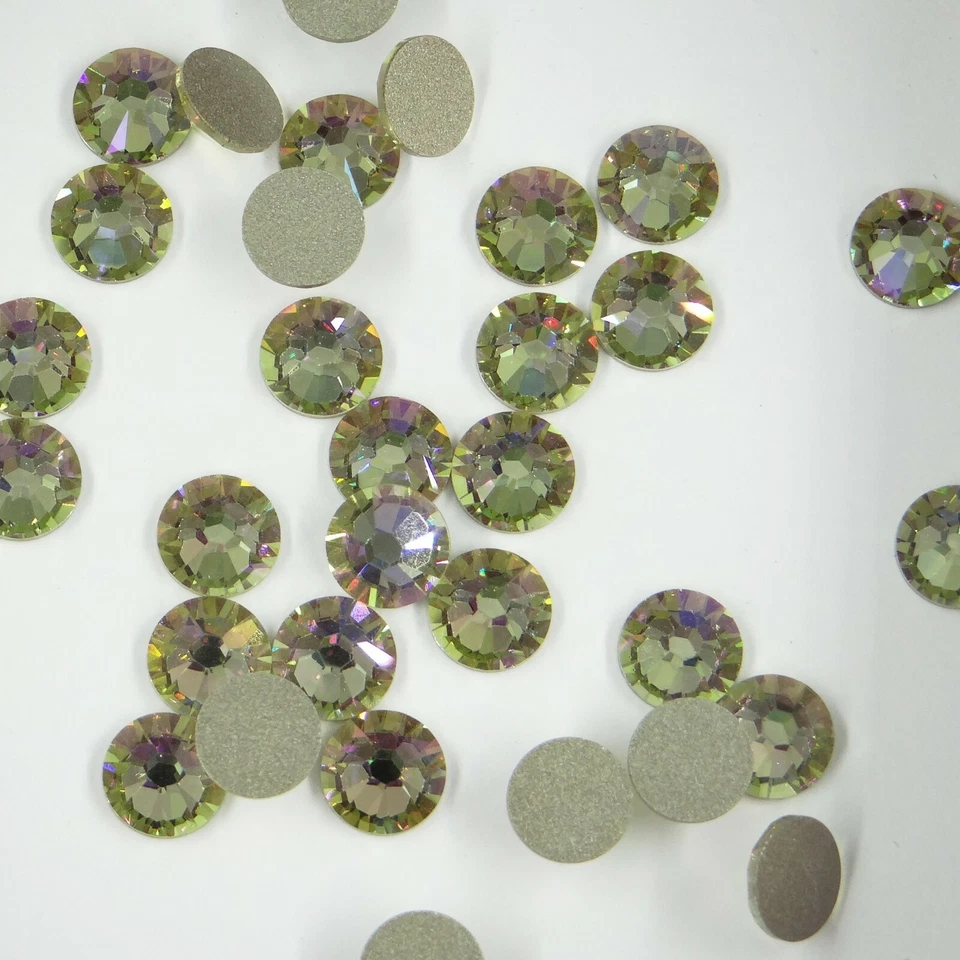 2058 SS34 LUM * 24 STRASS SWAROVSKI FOND PLAT 7,2mm CRYSTAL LUMINOUS GREEN F
