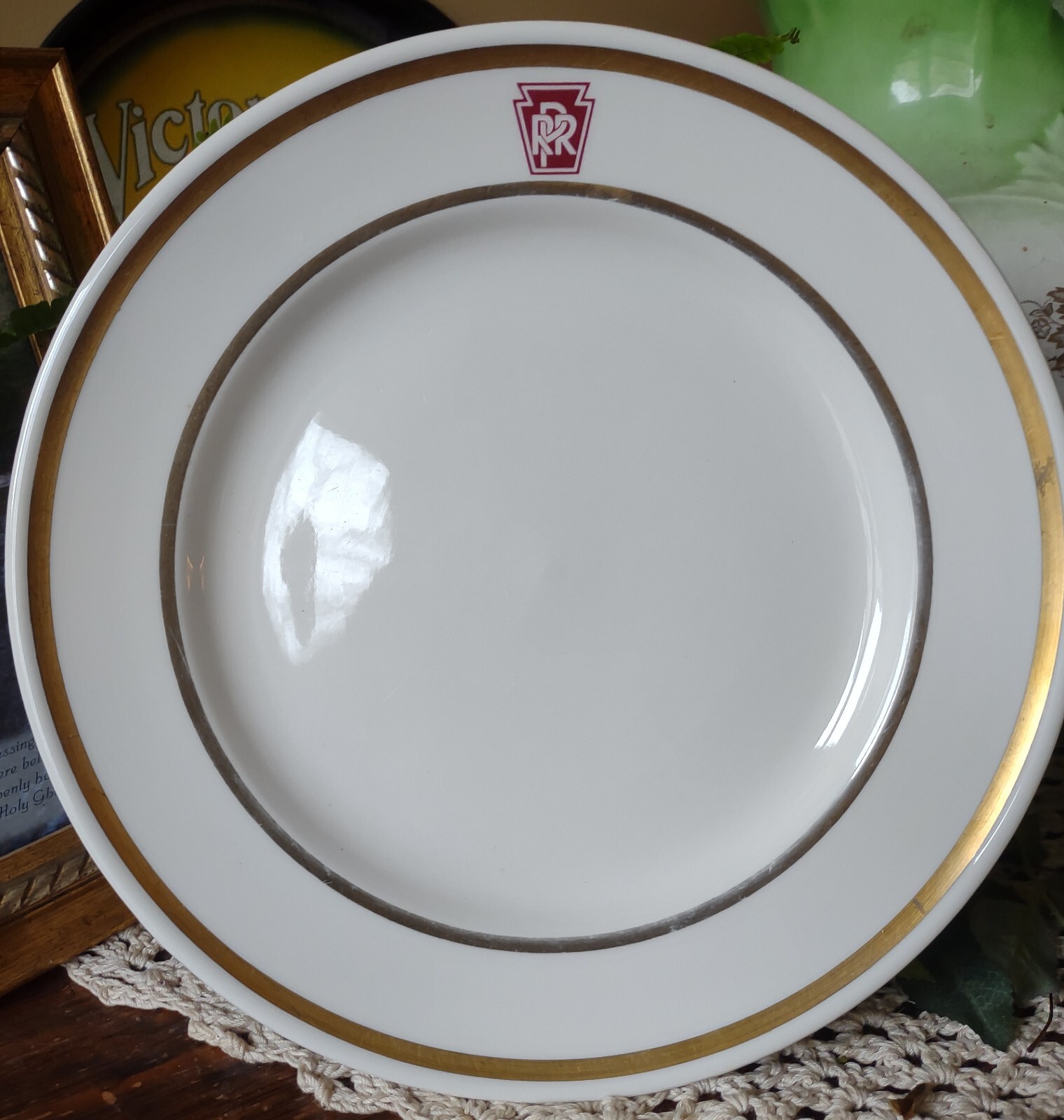 Pennsylvania Railroad Gold Rimmed Dinner Plate Mayer China Vintage eBay