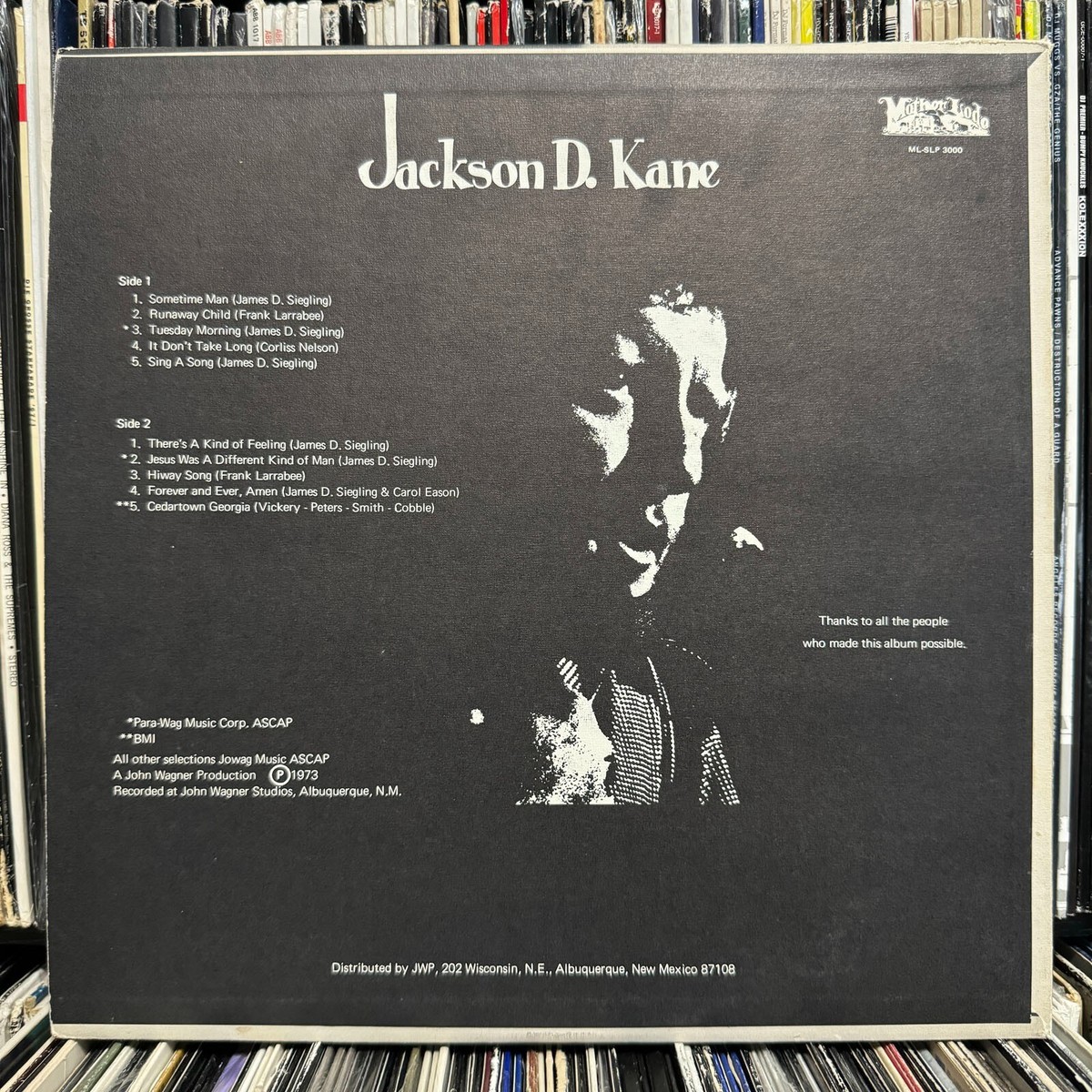 JACKSON D. KANE - SELF-TITLED (VINYL LP) 1973 RARE!! MOTHER LODE