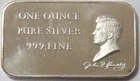 JFK JOHN F KENNEDY 1 OZ 999 SILVER PRESIDENT SIGNED BAR
