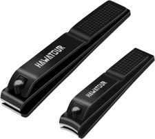 HAWATOUR Nail Clippers Set, Ultra Sharp Sturdy Fingernail and Toenail Black 