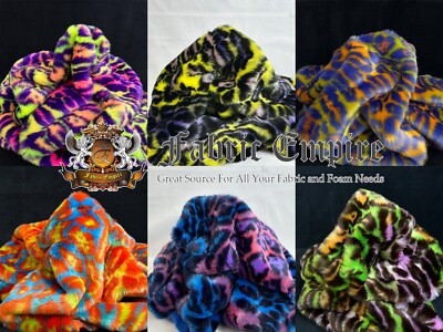 Faux Fur Neon Leopard Fabric 58''W SBY Colorful Sewing Fashion Pet Beds Soft Prop