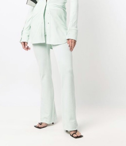 595 $ Alexander Wang gletschergrün ausgestellt Samt hohe Taille Stretch Hose Gr. 12 - Bild 2 von 18