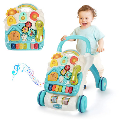 Sit to Stand Learning Walker, 3 in 1 Baby Learning Walkers & Removable Play Pane