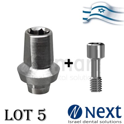 Lot x 5 Straight Abutment With Octagon Connection Shoulder 1 mm Tissue level
