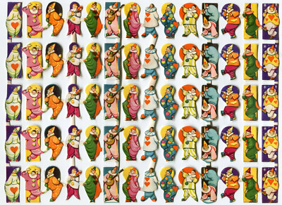 Oblaten scrap die cut chromo / Bogen E.O & Co Schweden  Nr. 5006 Clowns