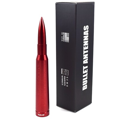 Anti-Theft Retractable Red 50 Caliber Bullet Stubby Antenna For 07 21 GMC Chevy