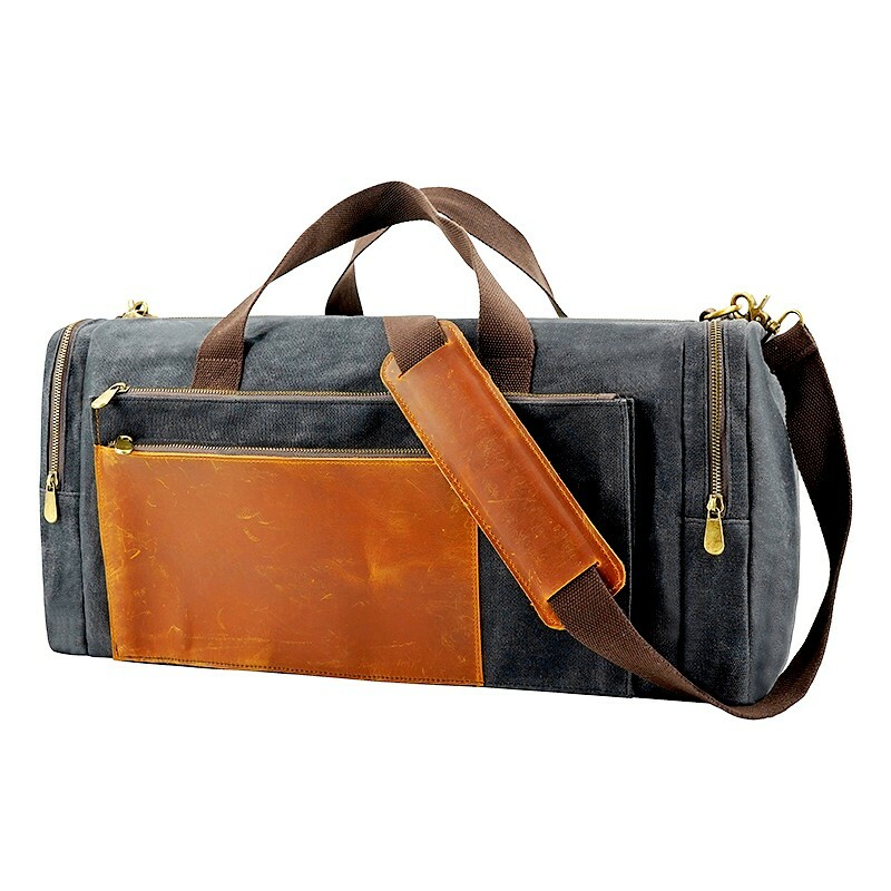 large canvas travel tote luggage men's duffle bag Leather Mens Black Weekender Gray Bag Bag for Men This Large Waxed Canvas Weekender Duffle Bag Travel Mens is the perfect travel companion for adventurers Canvas Travel Tote Luggage Men\'s
