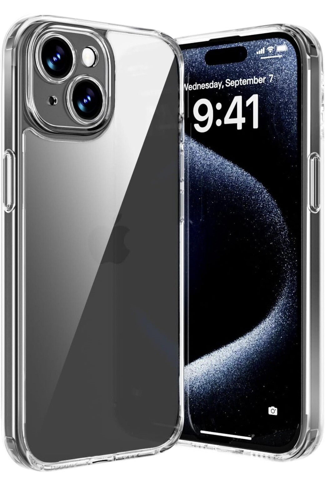 Compatible iPhone 15 Case Clear, Full Camera Protection Non-Yellowing Mil-Grade-image