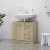 Vidaxl Waschbeckenschrank Braun Eichen-Optik 63X30X54 Cm Holzwerkstoff