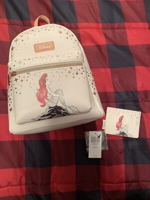 Loungefly Disney The Little Mermaid Ariel on Rock Mini Rose Gold Backpack Bag
